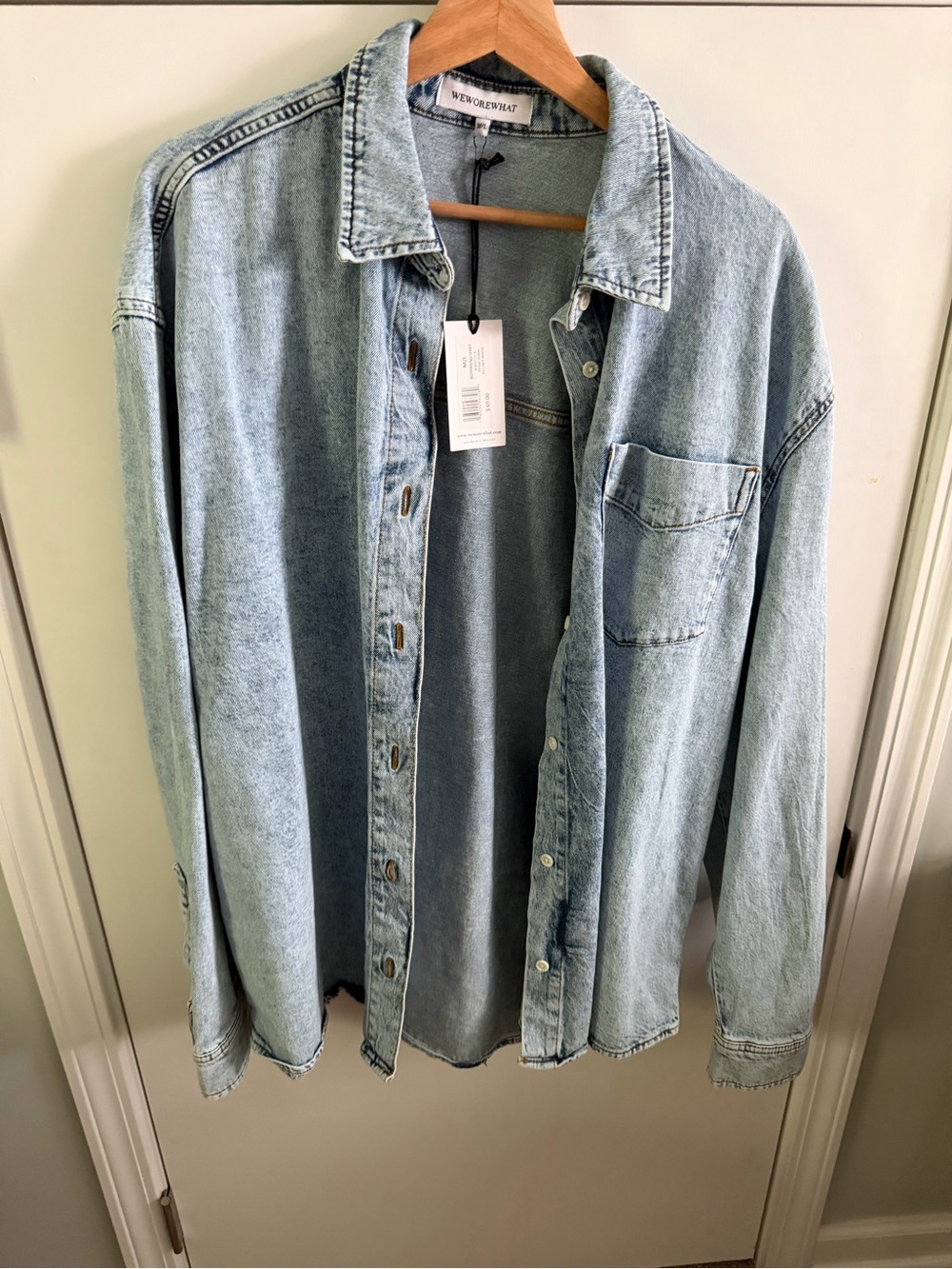 WeWoreWhat Light Blue Denim Boyfriend Shirt